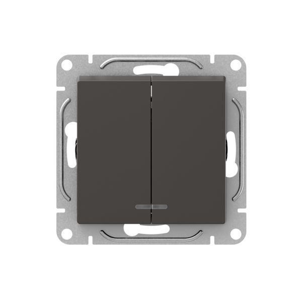 Выключатель 2-кл. СП Эпика с подсветкой механизм мокко EKF UP1-SWM-24