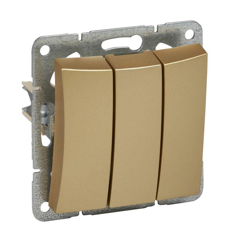 Выключатель 3-кл. СП Дуэт 10А IP20 механизм шампань SchE WDE000431