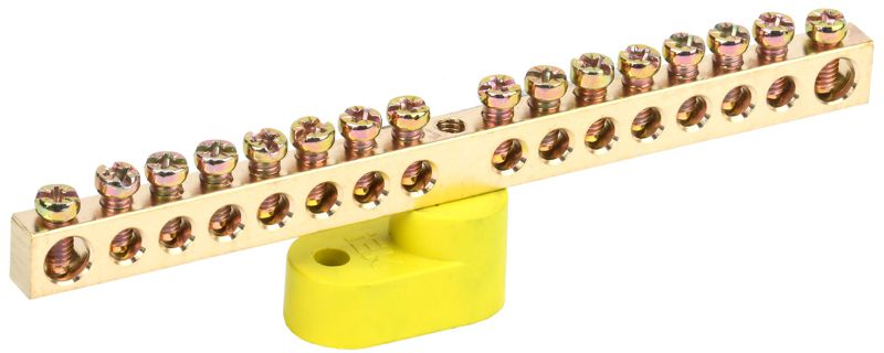 Шина PE "земля" ШНИ-6х9-16-У1-Ж на одном угловом изоляторе IEK YNN10-69-16C1-K05