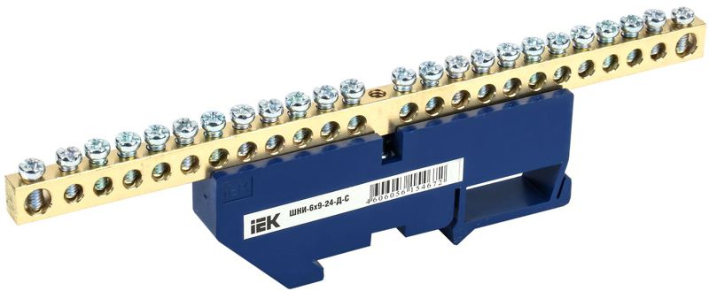 Шина нулевая на DIN-изол. ШНИ-6х9-24-Д-С IEK YNN10-69-24D-K07