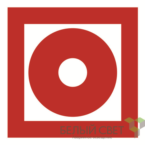 Знак безопасности NPU-1818.F10 "Кнопка включения установок пожарной автоматики" Белый свет a11105