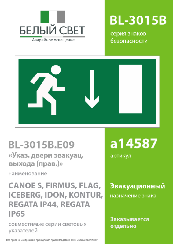 Знак безопасности BL-3015B.E09 Белый свет a14587