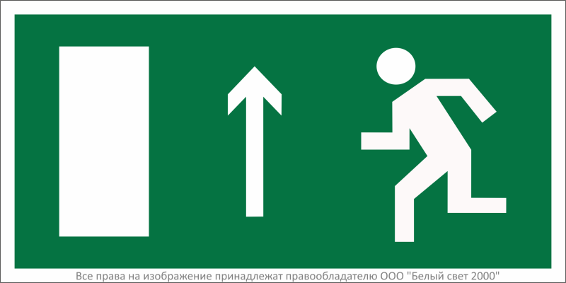 Знак безопасности BL-2010B.E12 "Направление к эвакуационному выходу прямо (лев.)" Белый свет a15036