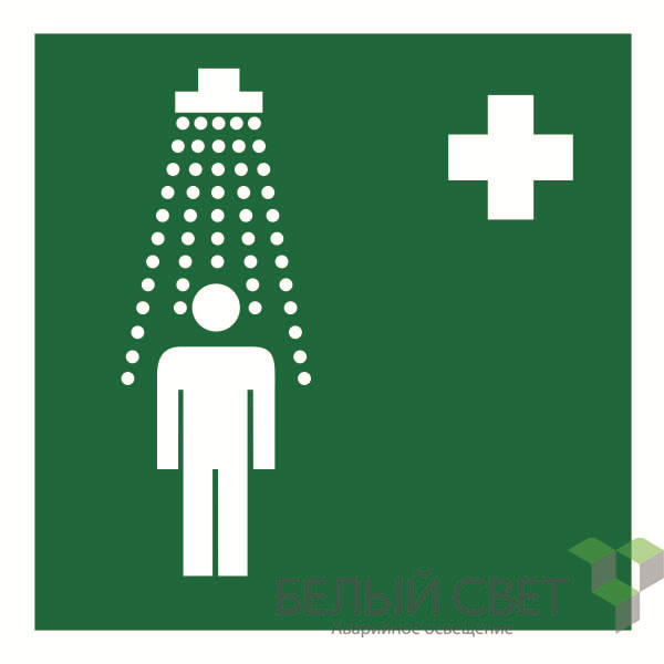 Знак безопасности NPU-1818.EC03"Пункт приема гигиенических процедур (душевые)" Белый свет a18379