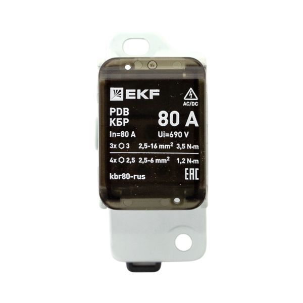 Блок распределительный клеммный КБР 80А EKF kbr80-rus