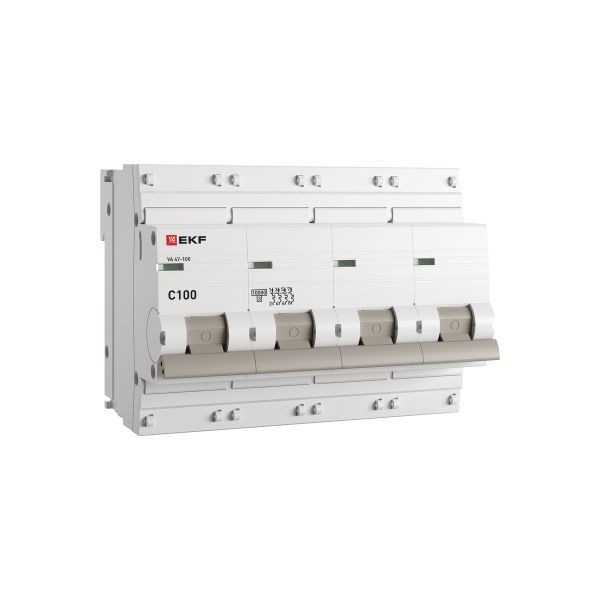 Выключатель автоматический модульный 4п C 100А 10кА ВА 47-100 PROxima EKF mcb47100-4-100C-pro