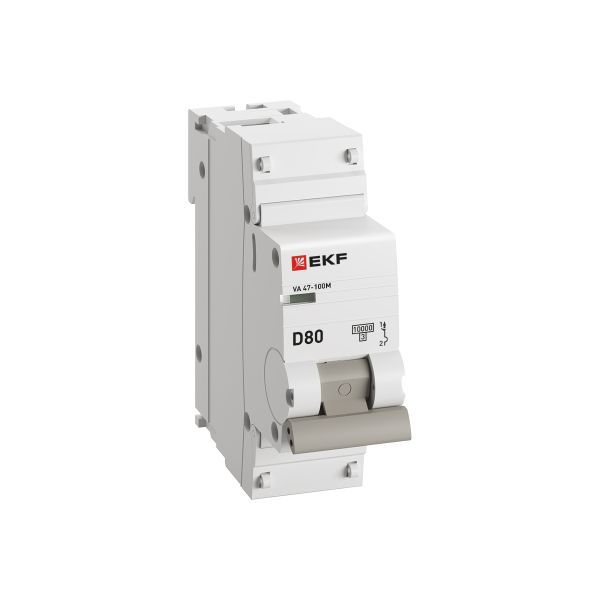 Выключатель автоматический модульный 1п D 80А 10кА ВА 47-100M электромагнит. расцеп. PROxima EKF mcb47100m-1-80D-pro