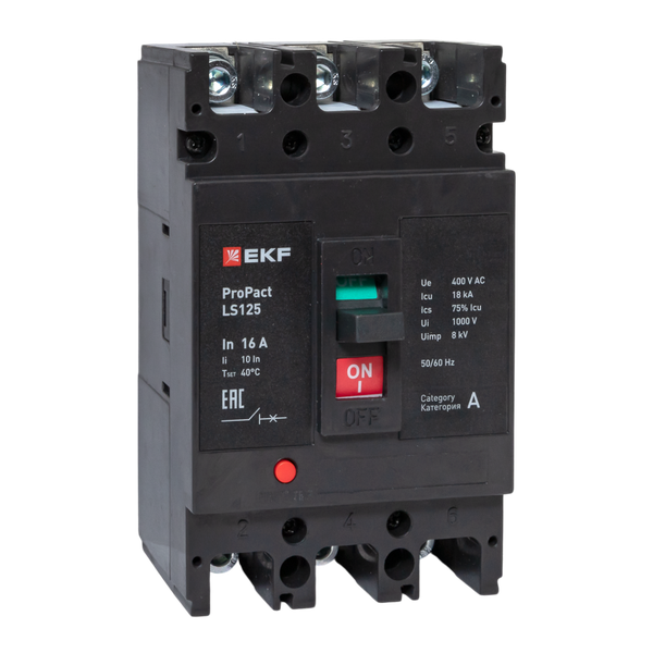 Выключатель автоматический 3п 16А 18кА LS125 ProPact EKF mccb-125-18-3-16-ls