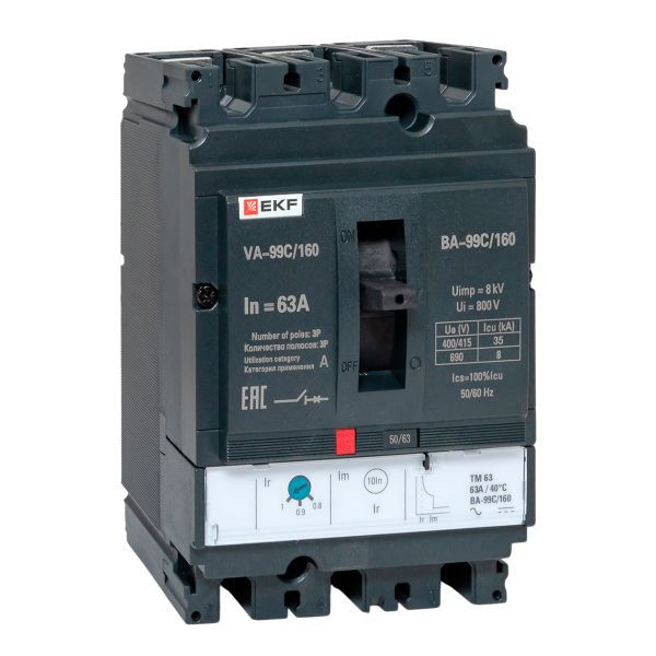 Выключатель автоматический 3п 160/63А 36кА ВА-99C Compact NS PROxima EKF mccb99C-160-63