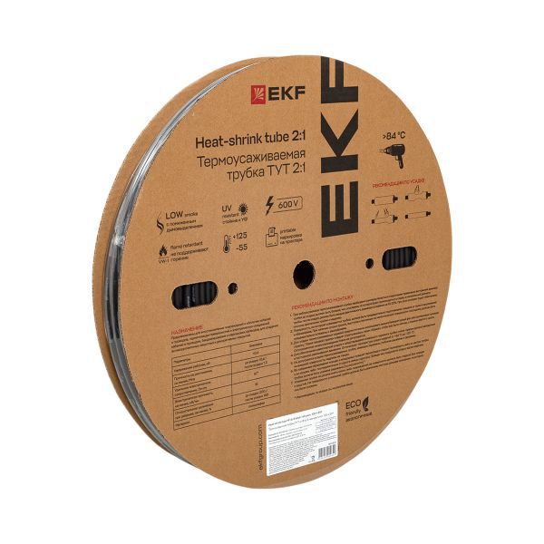 Трубка термоусадочная ТУТ нг 6/3 черн. (уп.100м) EKF tut-6-b