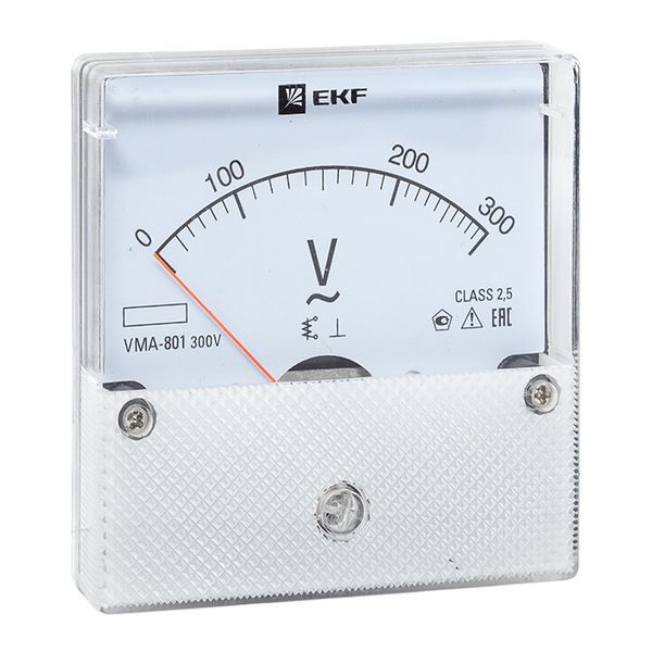 Вольтметр аналоговый VM-A801 на панель 80х80 (круглый вырез) 300В прямое подкл. EKF vma-801-300